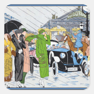 Sticker Carré Scène de rue Art Déco