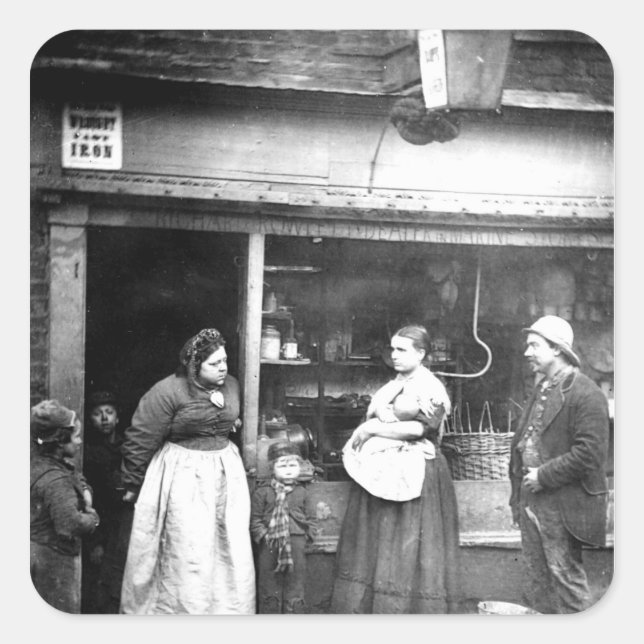 Sticker Carré Scène de rue dans Londres victorienne (Devant)