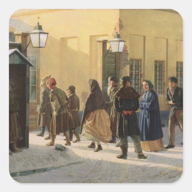 Sticker Carré Scène de rue, devant une prison, 1868 (Devant)