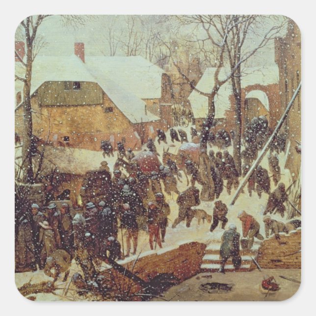 Sticker Carré Scène d'hiver, 16ème siècle (Devant)