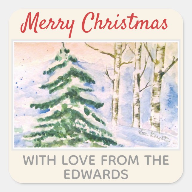 Sticker Carré Scène d'hiver de Noël (20) (Devant)