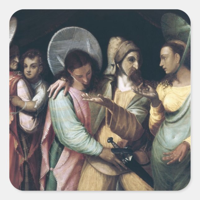 Sticker Carré Scène du Commedia dell'Arte, c.1765 (Devant)