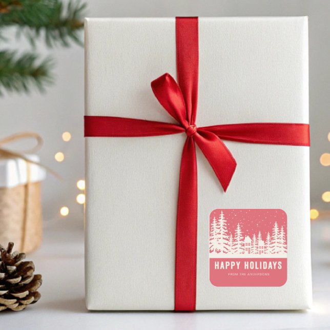 Sticker Carré Scène hivernale Noël Joyuses Fêtes (Créateur téléchargé)