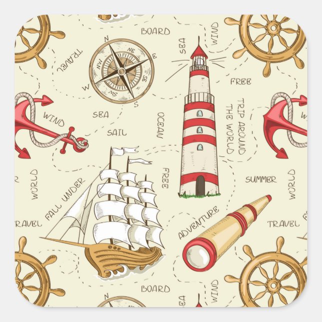 Sticker Carré Scène Océanique (Devant)