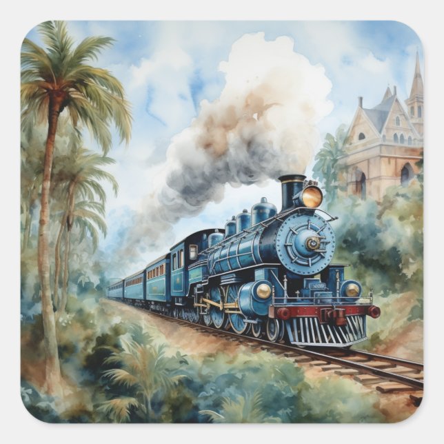 Sticker Carré Scenic Landscape a Victorian Train (Devant)
