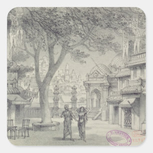 Sticker Carré Scénographie pour l'acte II de l'opéra 'Lakme