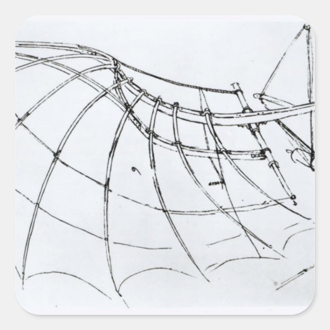 Sticker Carré Schéma d'une aile mécanique (Devant)