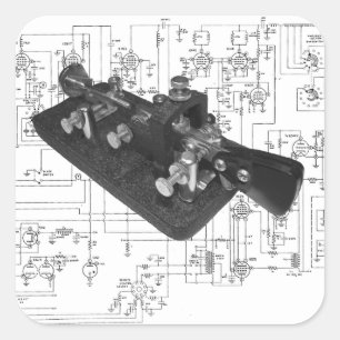 Sticker Carré Schéma principal par radio de code Morse