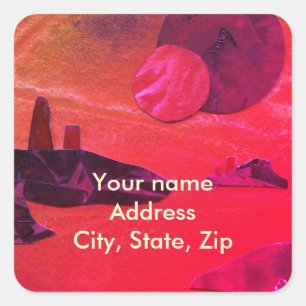 Sticker Carré Sci-Fi "Seas of Fire" en lave moulée monde alien