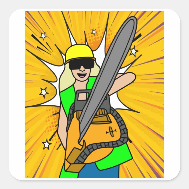 Sticker Carré Scie à scie à bois (Devant)