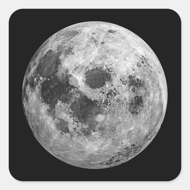 Sticker Carré Science de l'astronomie spatiale de la Pleine lune (Devant)