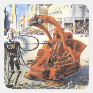 Sticker Carré Science-fiction vintage Guerres extraterrestres Vi