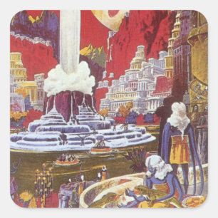 Sticker Carré Science-fiction vintage, la cité perdue d'Atlantis