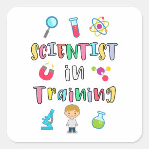 Sticker Carré Scientifique en formation pour jeunes scientifique