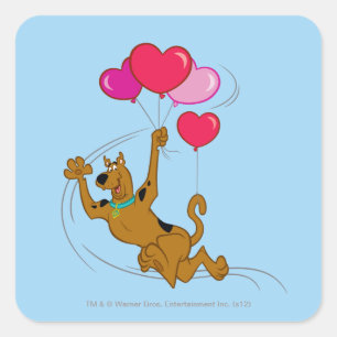 Sticker Carré Scooby Doo - Ballons Coeur