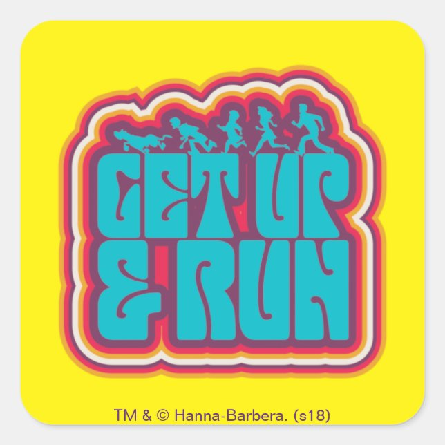Sticker Carré Scooby et le graphique "Get Up & Run" (Devant)