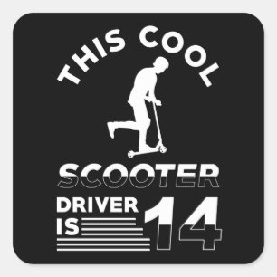 Sticker Carré Scooter Anniversaire 14 ans