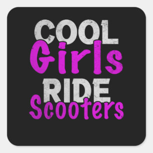 Sticker Carré Scooter cool Girls Ride Scooters