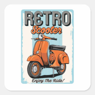 Sticker Carré Scooter Retro
