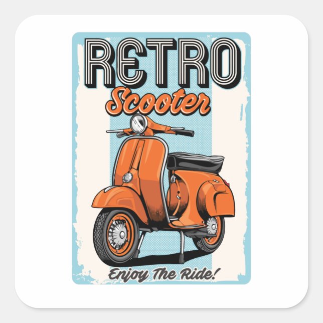Sticker Carré Scooter Retro (Devant)