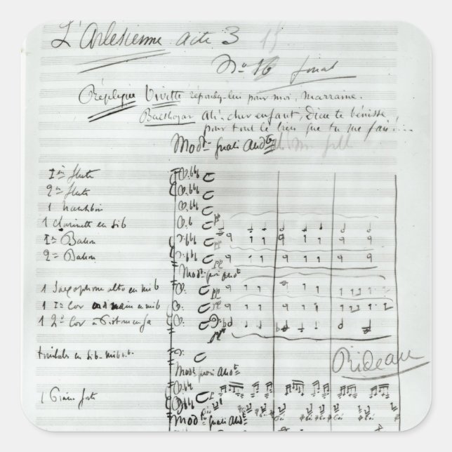 Sticker Carré Score autographe de l'acte III (Devant)