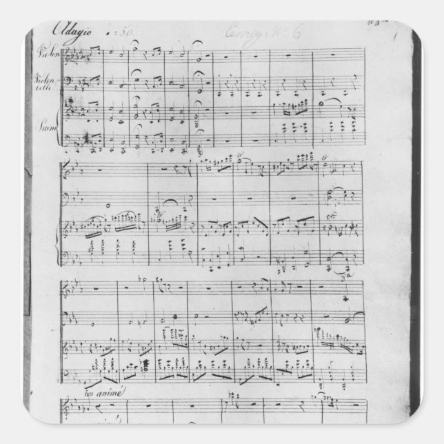 Sticker Carré Score pour trio pour piano, violon et violoncelle (Devant)