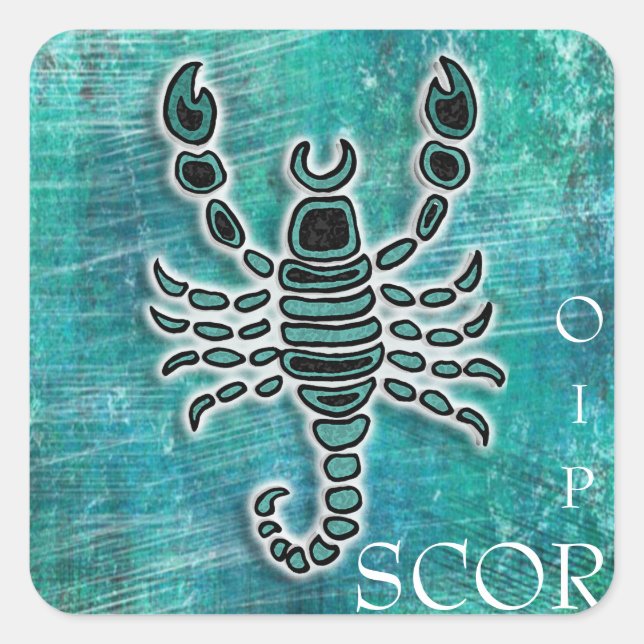 Sticker Carré Scorpio turquoise (Devant)