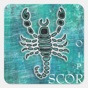 Sticker Carré Scorpio turquoise