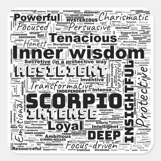 Sticker Carré Scorpio Zodiac Mot Cloud Inspiration (Devant)