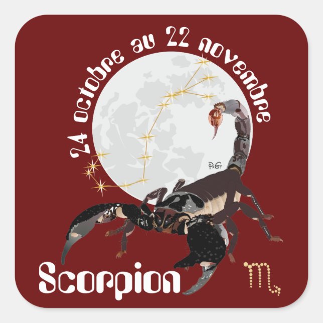 Sticker Carré Scorpion 24 octobre 22 novembre (Devant)
