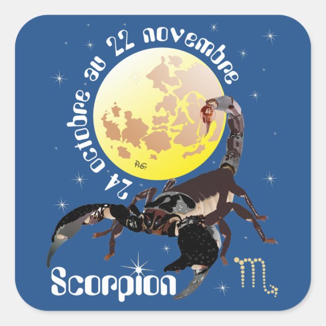 Sticker Carré Scorpion 24 octobre 22 novembre (Devant)