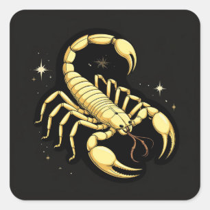 Sticker Carré Scorpion d'Or Zodiaque Astrologie Ornementale