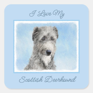 Sticker Carré Scottish Deerhound Peinture - Cute Original Chien 