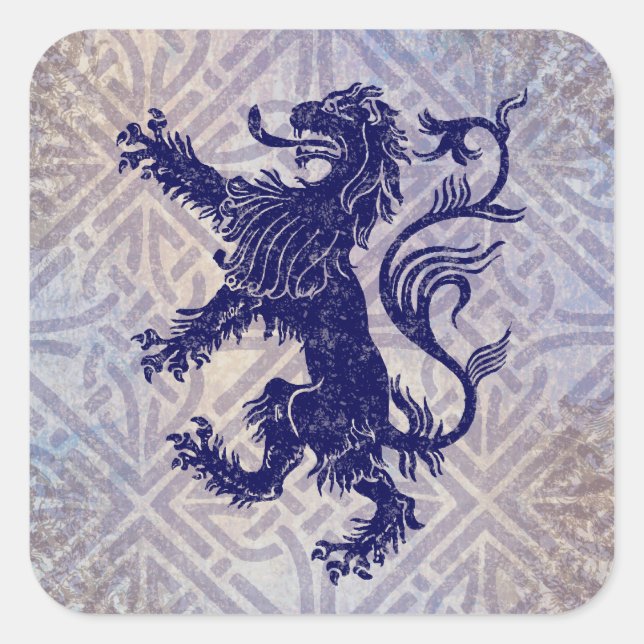 Sticker Carré Scottish Rampant Lion Navy Blue Celtic noeud (Devant)