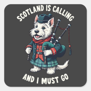 Sticker Carré Scottish Terrier Dog Scotland appelle et je dois