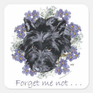 Sticker Carré Scottish Terrier Forget-Me-Not