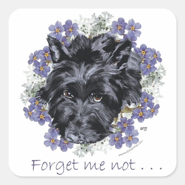 Sticker Carré Scottish Terrier Forget-Me-Not (Devant)