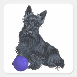 Sticker Carré Scottish Terrier Play with Me!