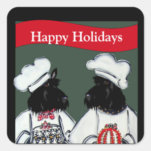 Sticker Carré Scottish Terriers