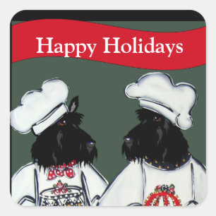 Sticker Carré Scottish Terriers