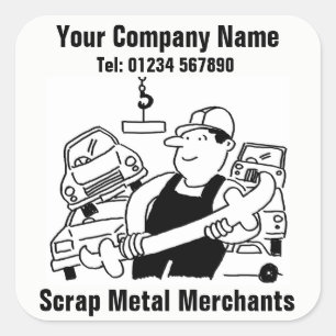 Sticker Carré Scrap Metal Merchants Cartoon