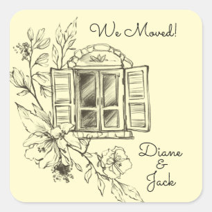 Sticker Carré Scrapbook de chalet esquissé