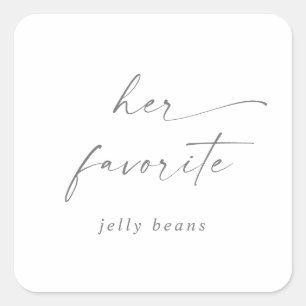 Sticker Carré Script Argent Moderne Sa Faveur Mariage Favorite