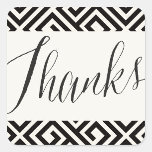 Sticker Carré Script classique Merci Mariage de clé grecque géom