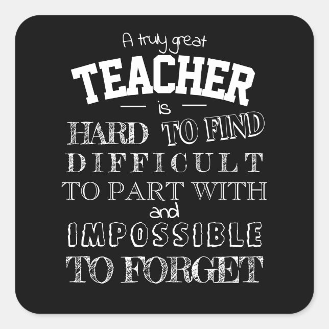 Sticker Carré Script d'appréciation du Merci de l'enseignant noi (Devant)