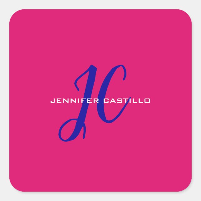 Sticker Carré Script de calligraphie professionnelle Monogramme  (Devant)