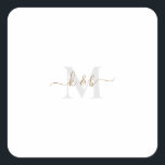 Sticker Carré Script de lavage de monogramme or et gris<br><div class="desc">Sticker Monogramme Or et Gris Moderne. Police combinée. Lave-toi. Simple. Carré.</div>