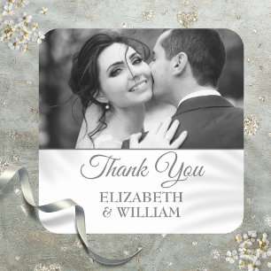 Sticker Carré Script de remerciement pour photo de mariage argen