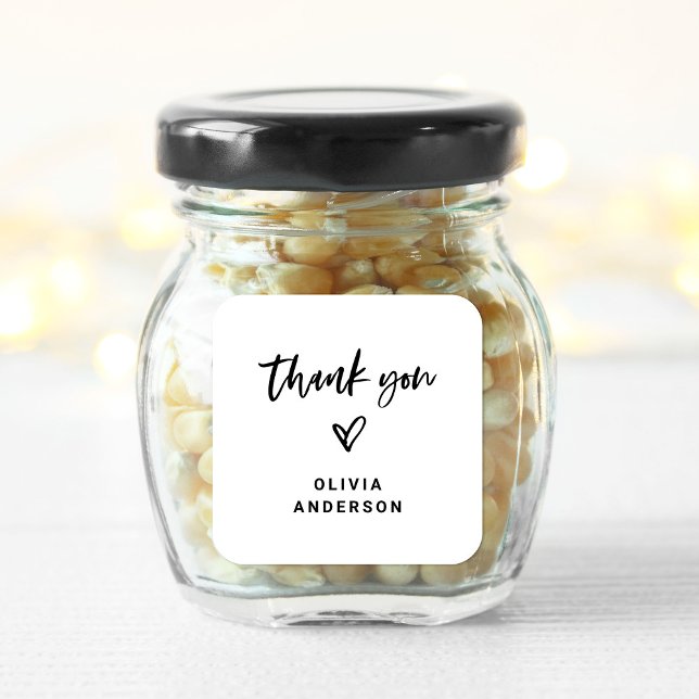 Sticker Carré Script décontracté et coeur | Merci de marque (Créateur téléchargé)