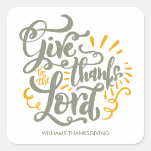 Sticker Carré Script Donner Merci au Seigneur Thanksgiving Custo